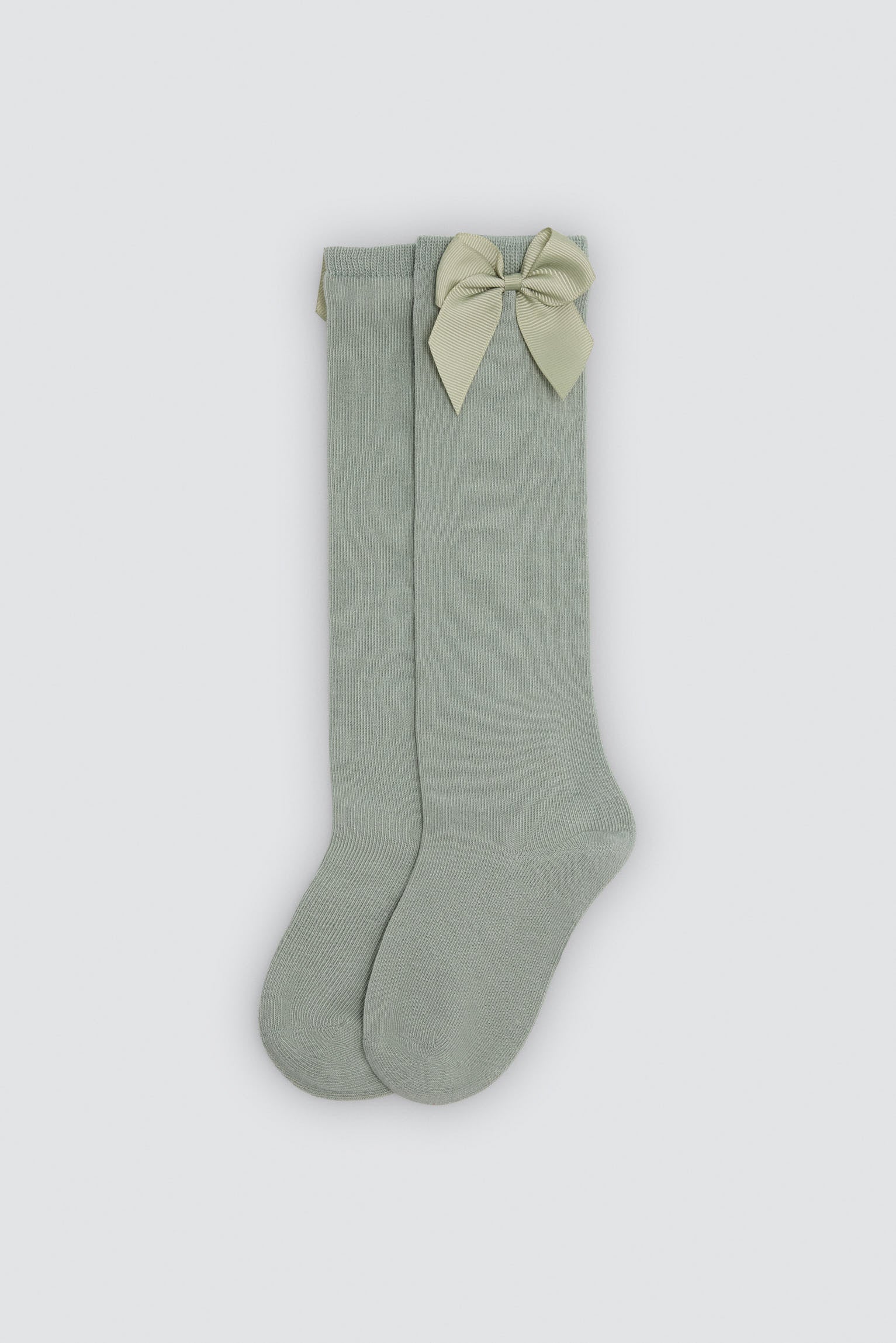 Chaussettes hautes enfant vertes détail nœud