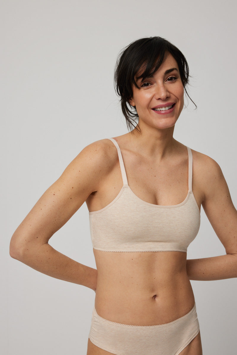 Soutien-gorge non rembourré sans armatures en coton bio beige