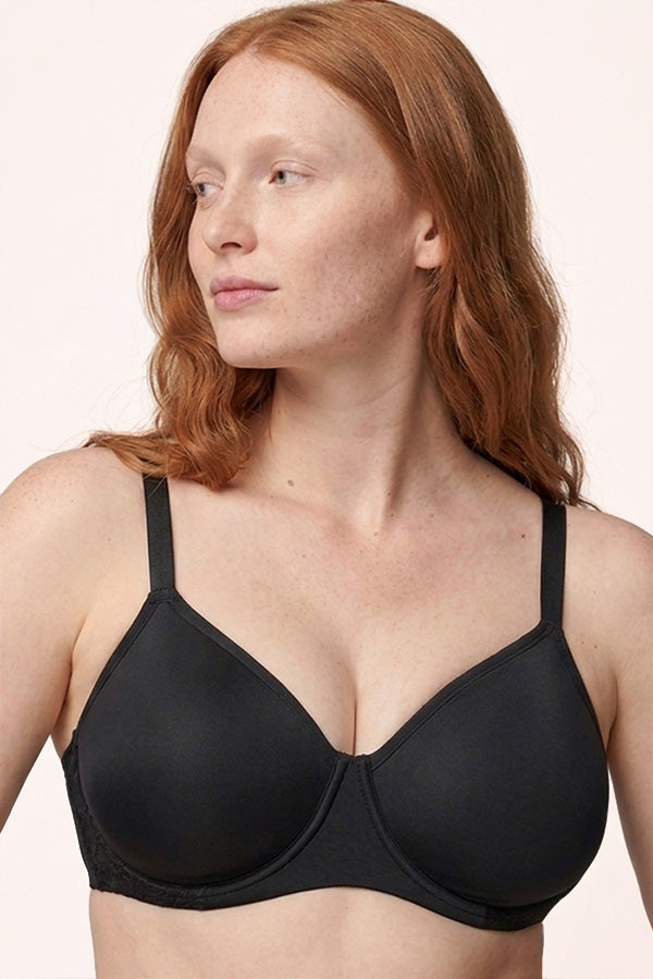 Soutien-gorge à armatures sans rembourrage, détails en dentelle noire