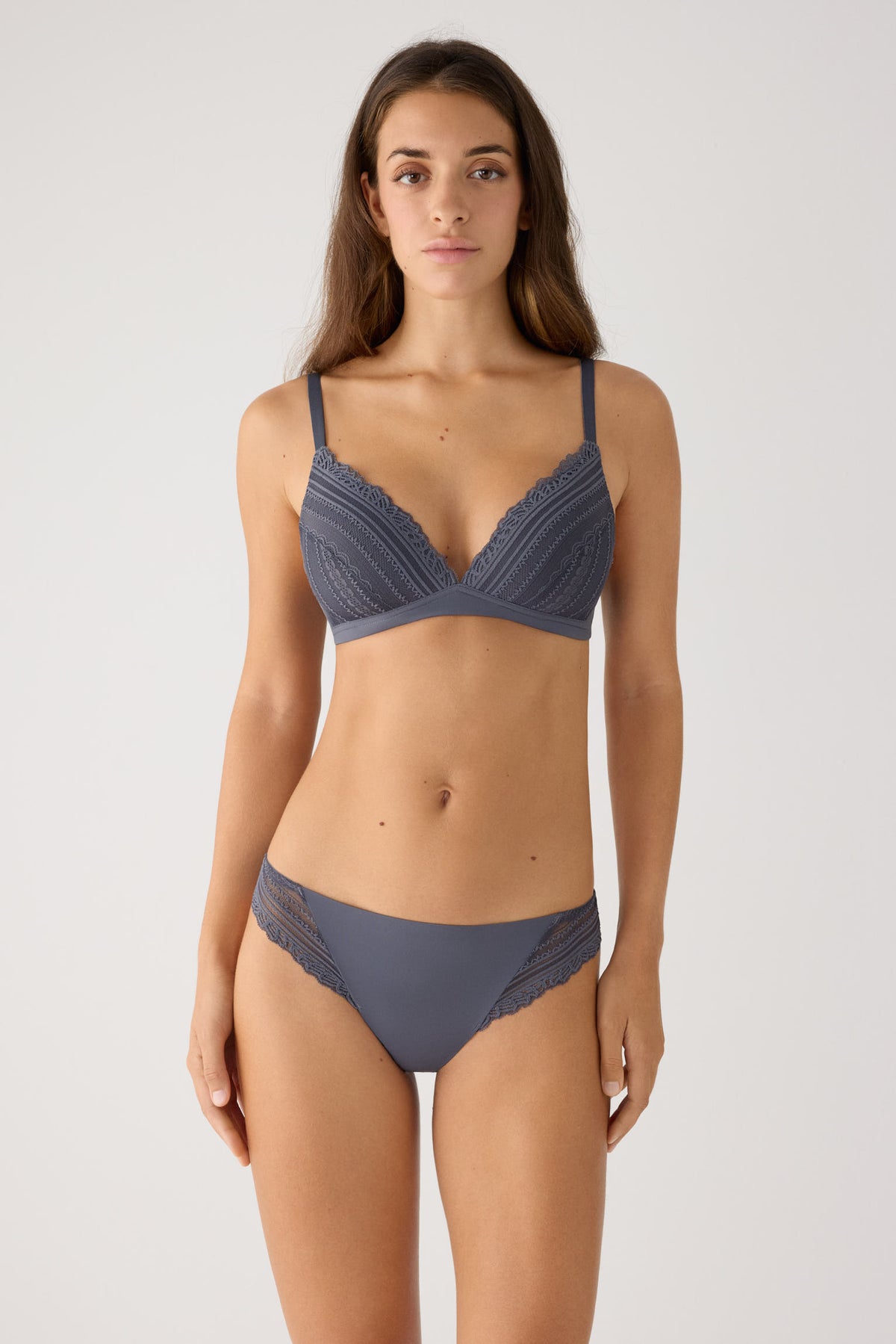 Culotte brésilienne dentelle gris anthracite | Paula Echevarria