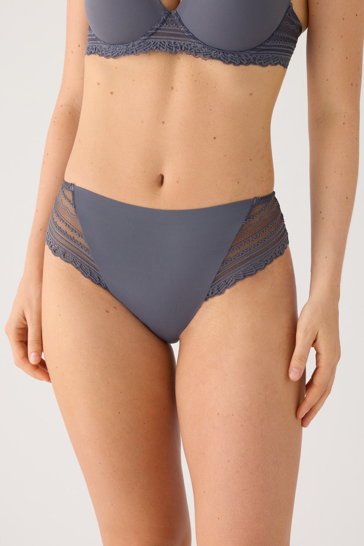 Culotte midi dentelle gris anthracite