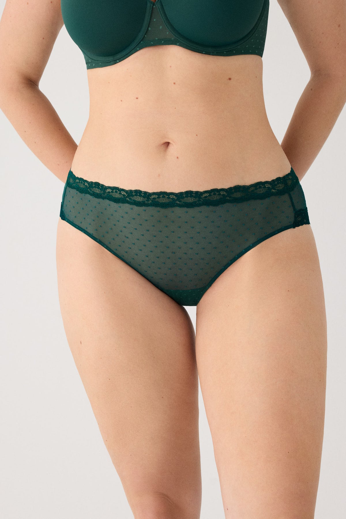 Culotte midi plumetis vert bouteille