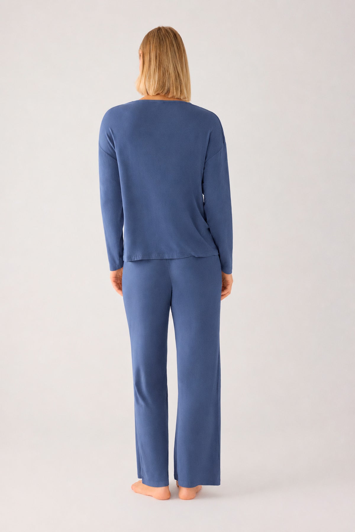 Pyjama long femme léger et doux avec pantalon large anthracite