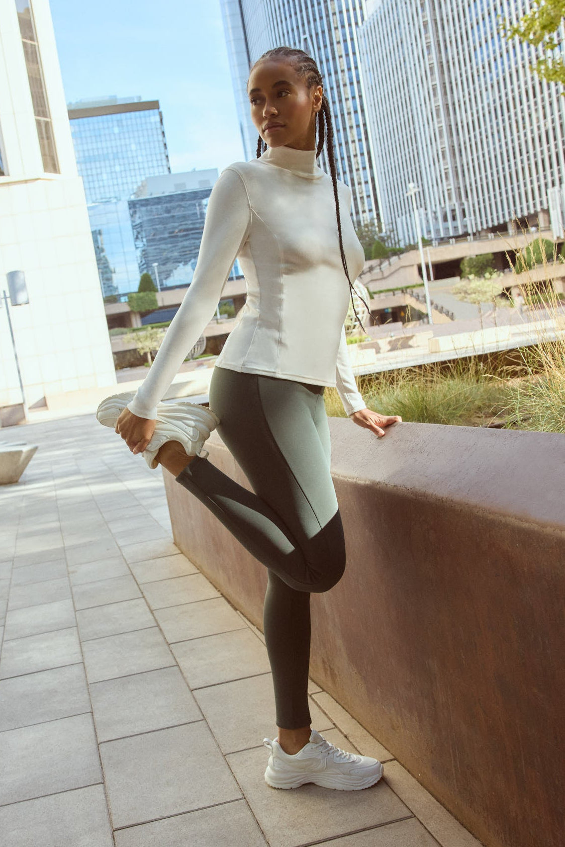 Legging sport femme vert taille haute toucher coton