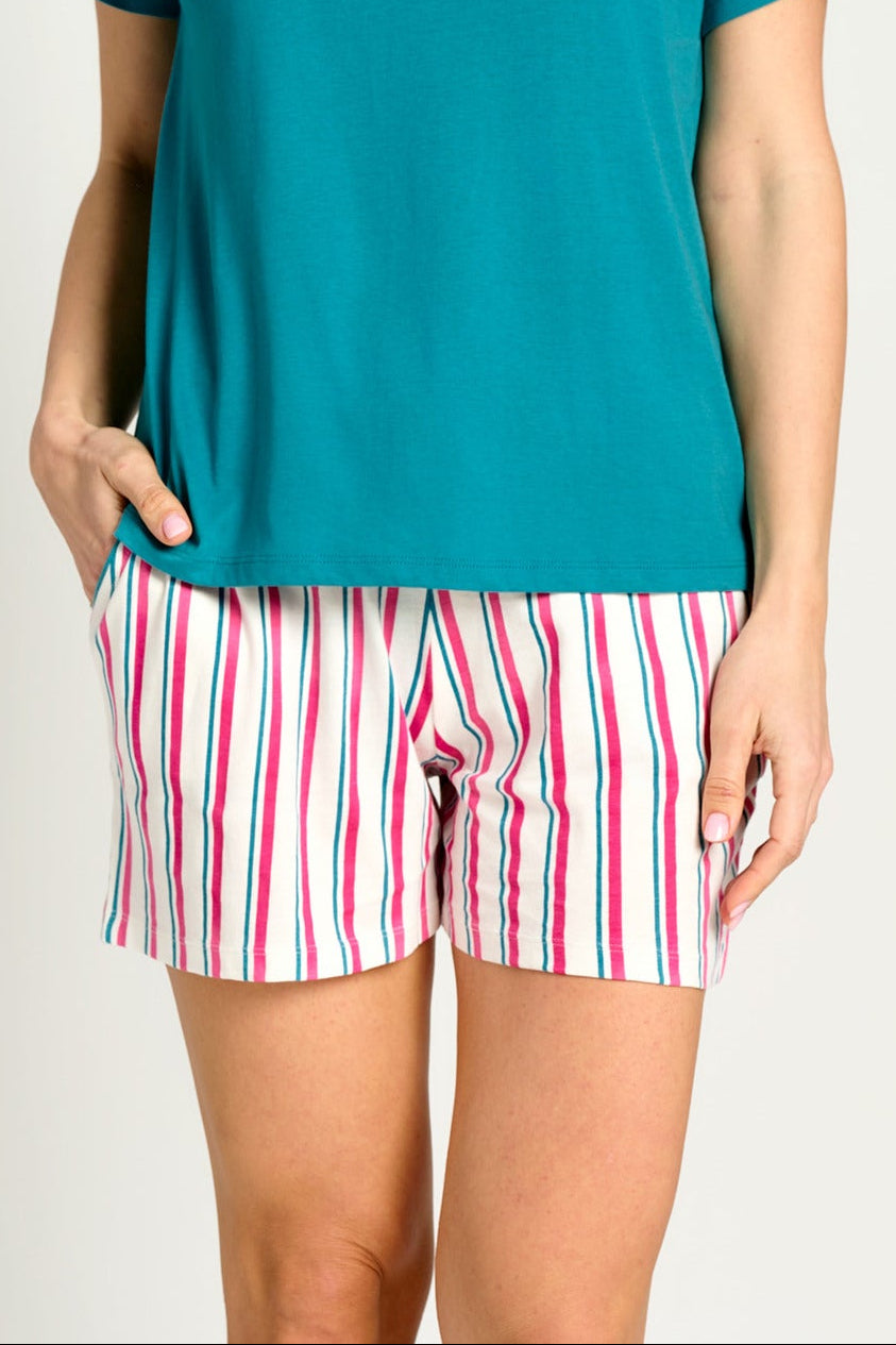 Pijama mujer corto algodón rayas | MUYDEMI - Ysabel Mora