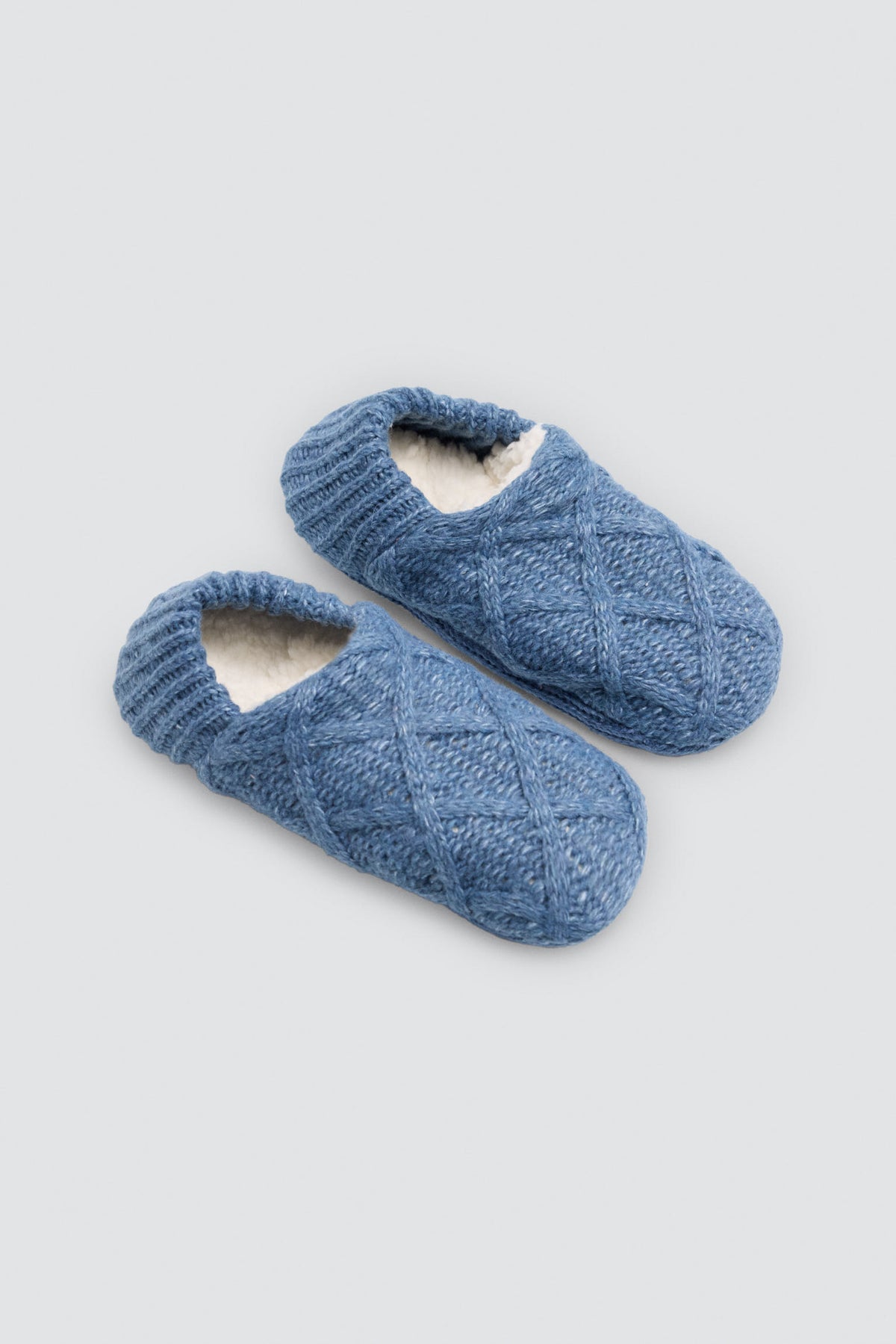 Chaussons-chaussettes femme antidérapants bleu
