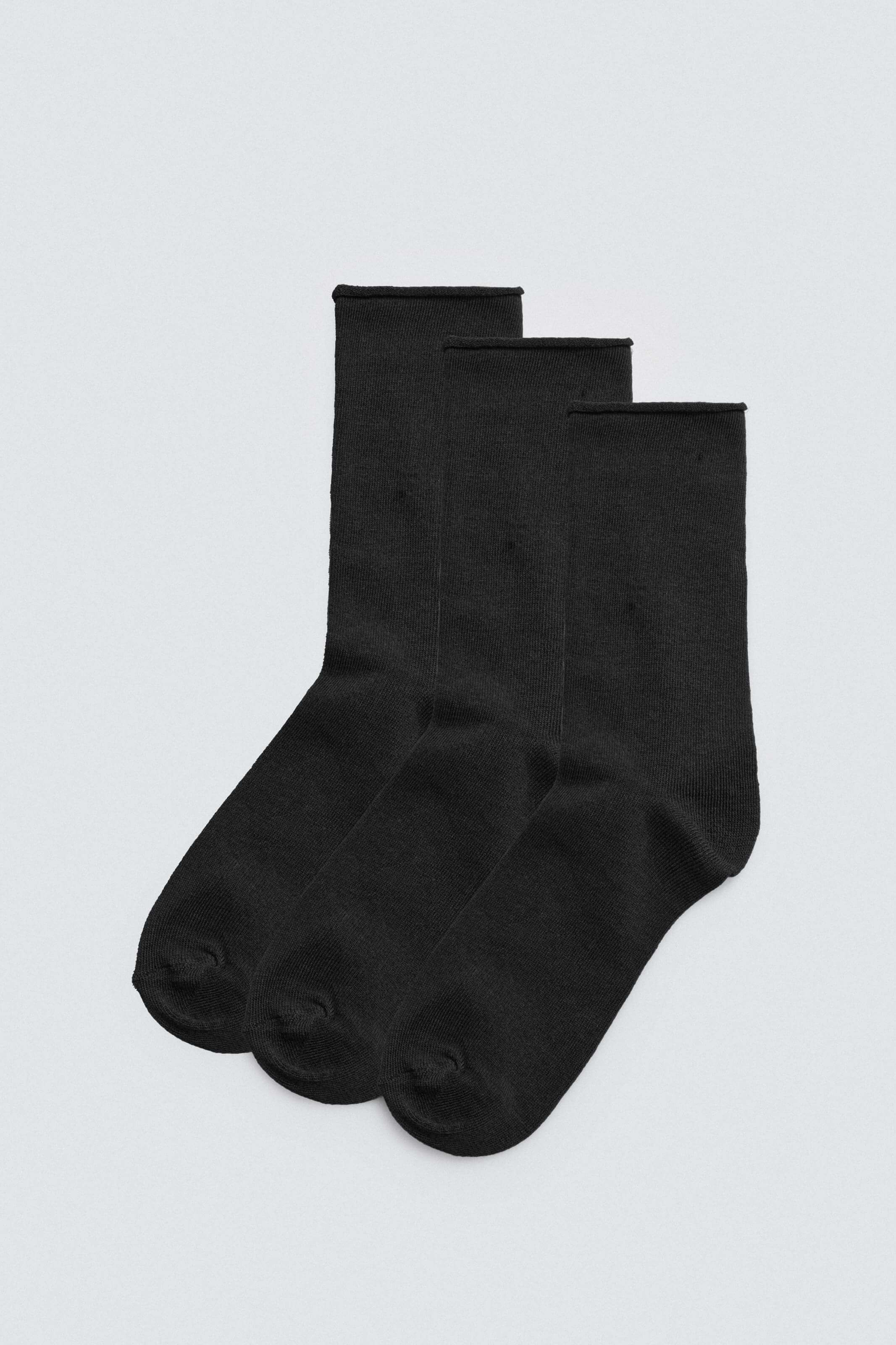 Lot de 3 chaussettes chaudes en bambou sans revers noirs