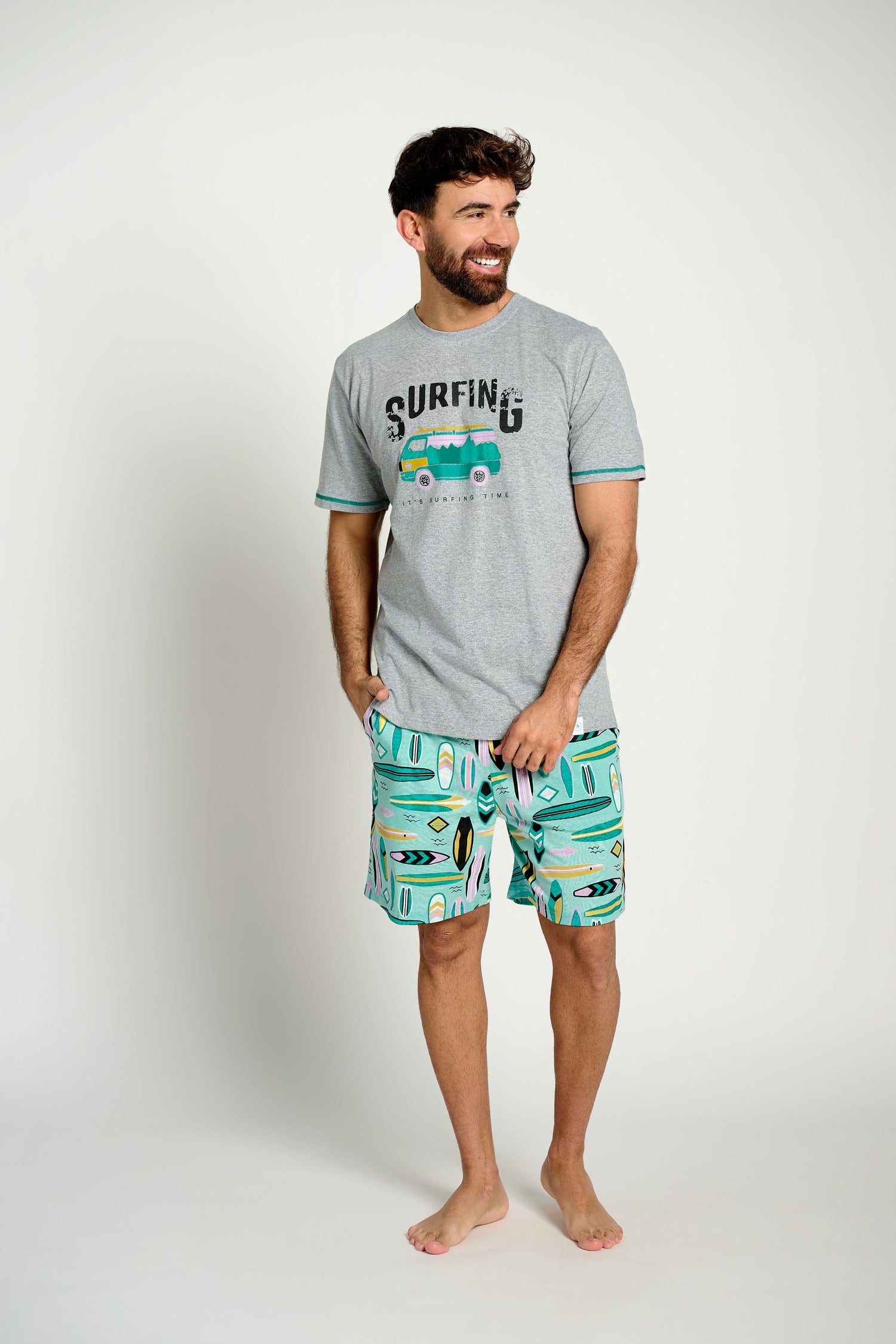 Pijama hombre corto algodón Surfer | MUYDEMI - Ysabel Mora