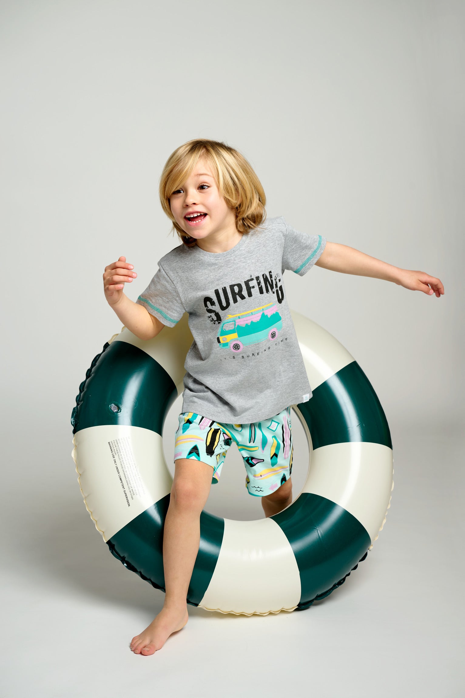 Pyjama court en coton style surfeur pour enfants | MUYDEMI