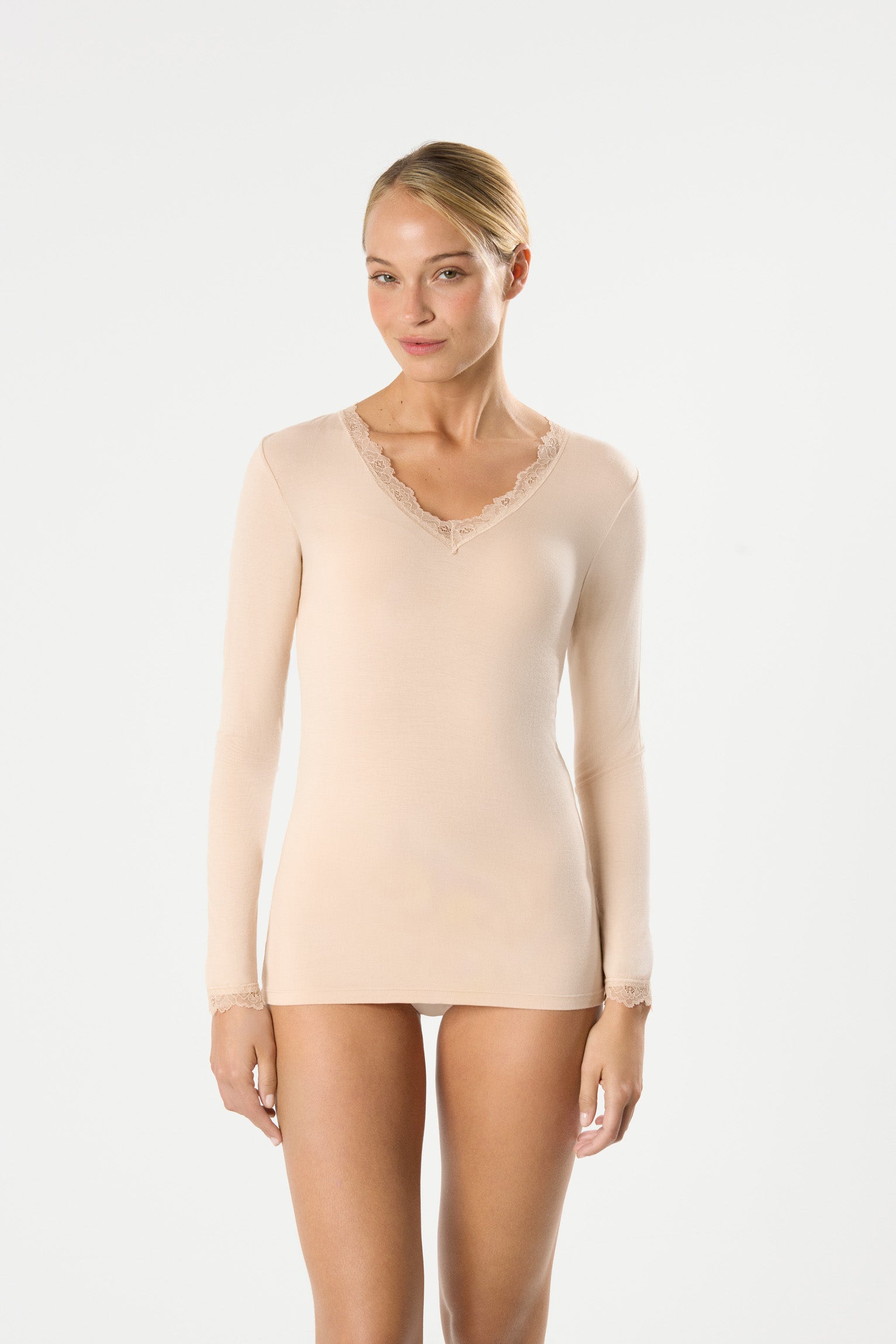 Camiseta interior manga larga bambú nude - Ysabel Mora