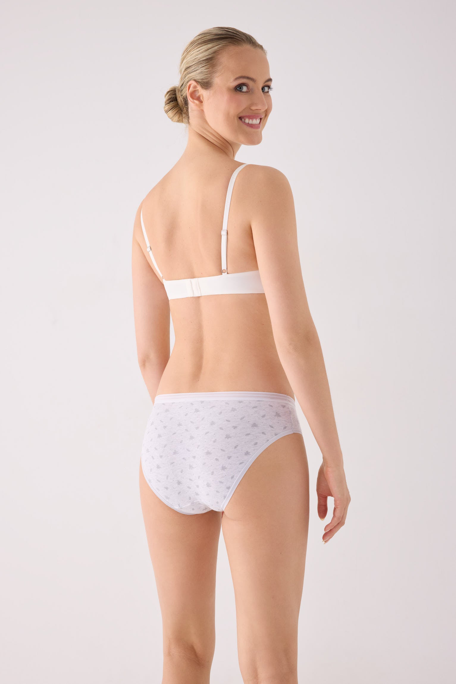 Pack de 2 culottes midi imprimées en coton, gris