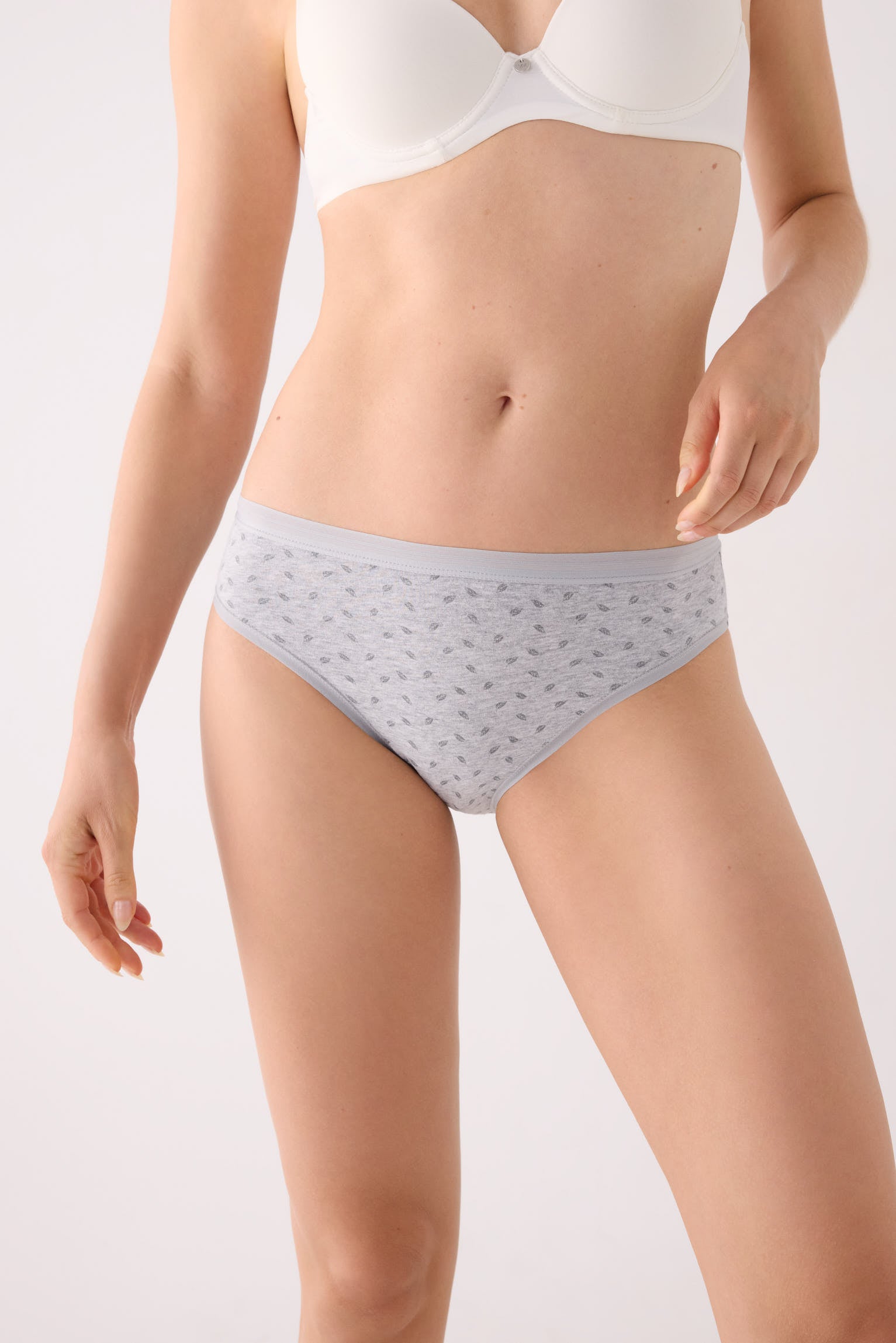 Pack de 2 culottes midi imprimées en coton, gris