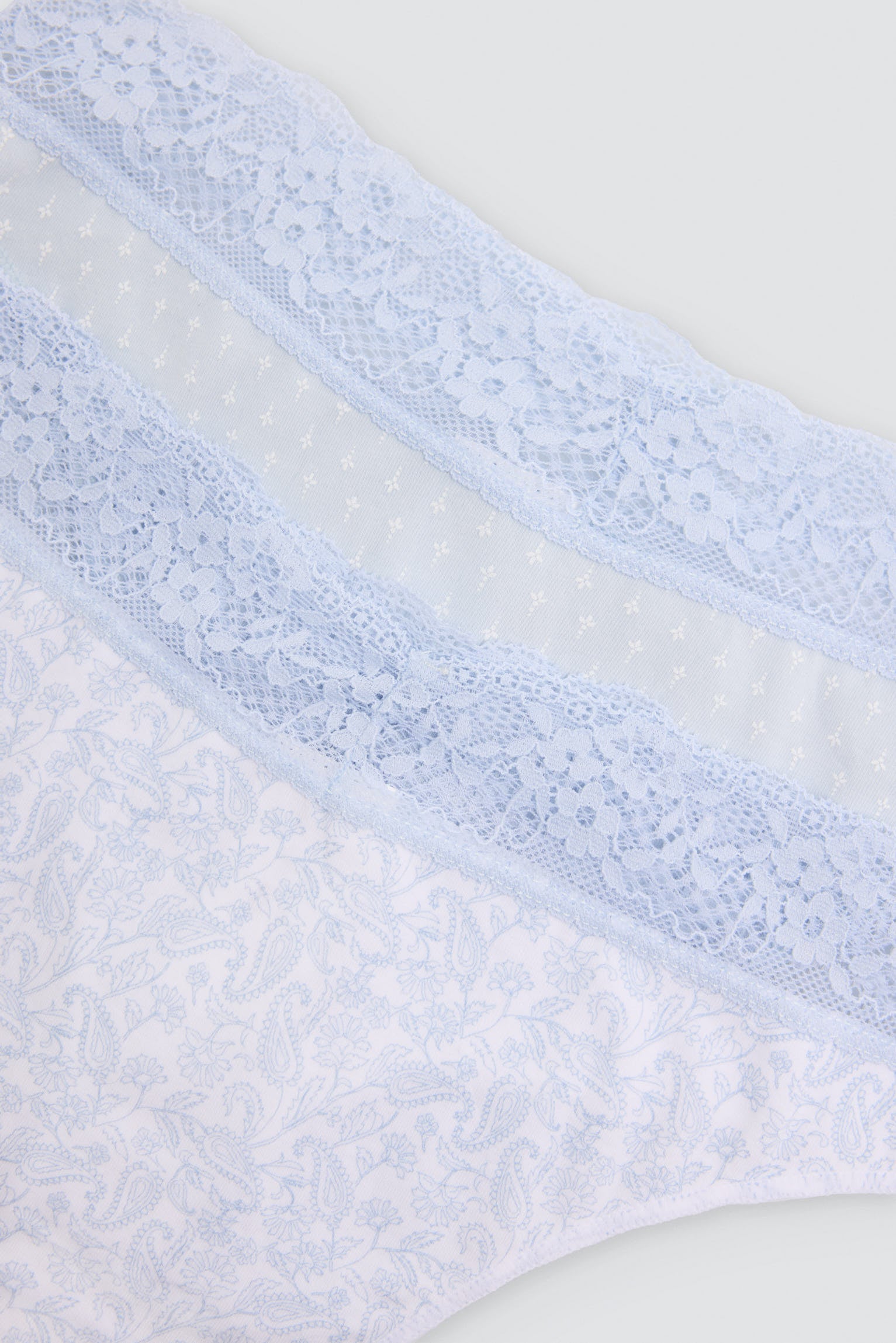 Pack de 2 strings imprimés en coton, bleu