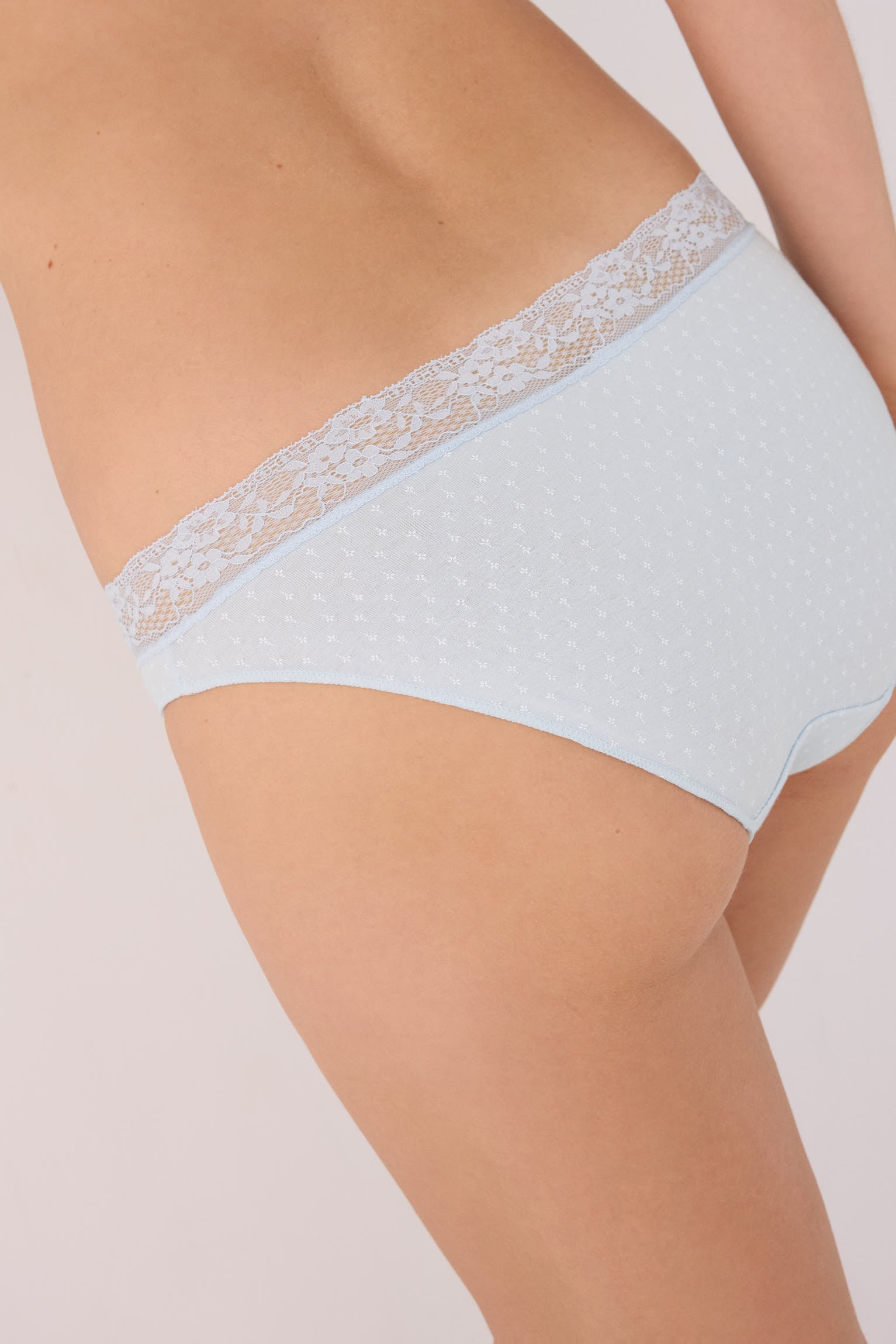 Pack de 2 culottes mini imprimées en coton à bordure dentelle, bleu