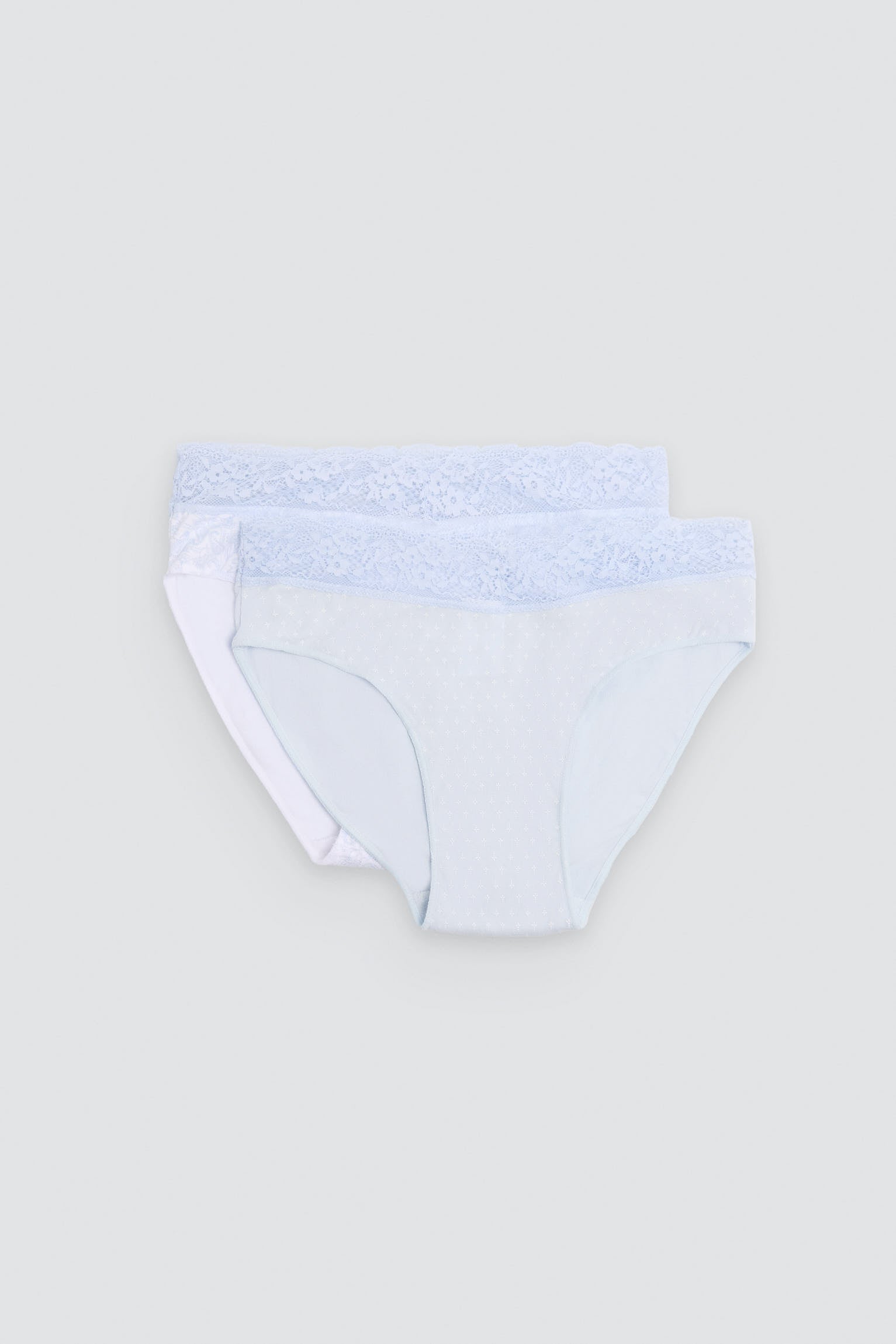 Pack de 2 culottes midi imprimées en coton à bordure dentelle, bleu