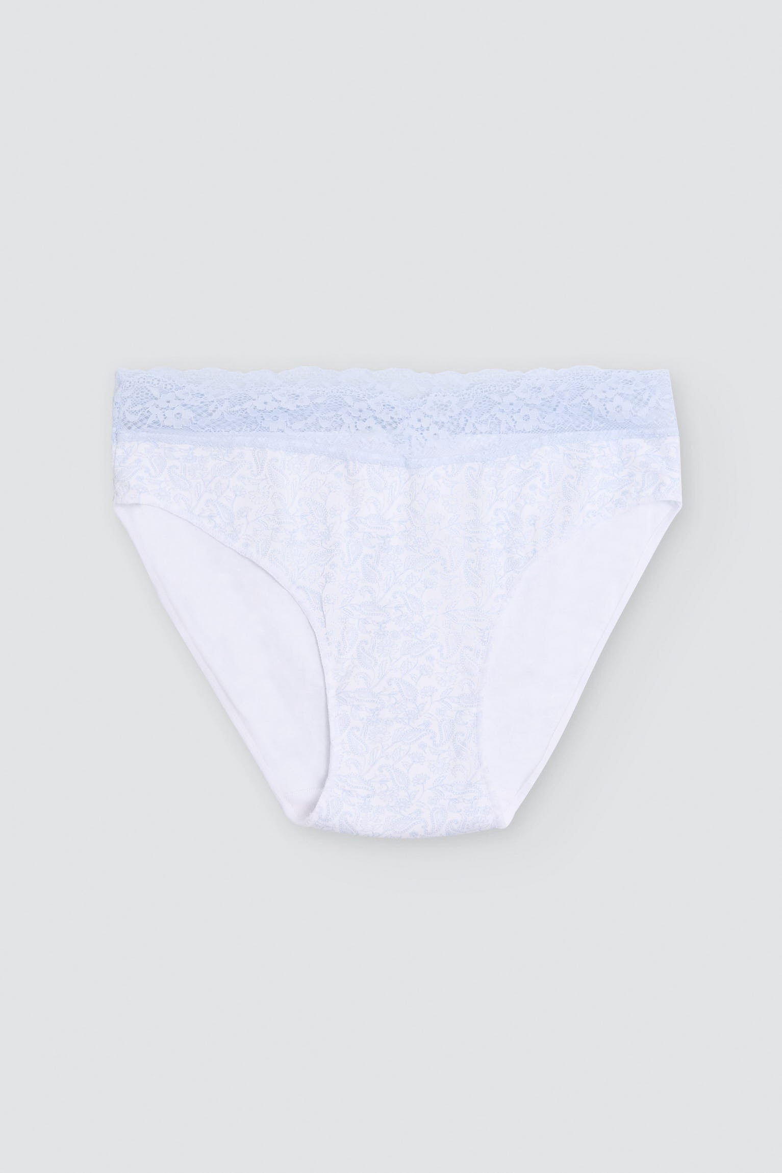 Pack de 2 culottes midi imprimées en coton à bordure dentelle, bleu