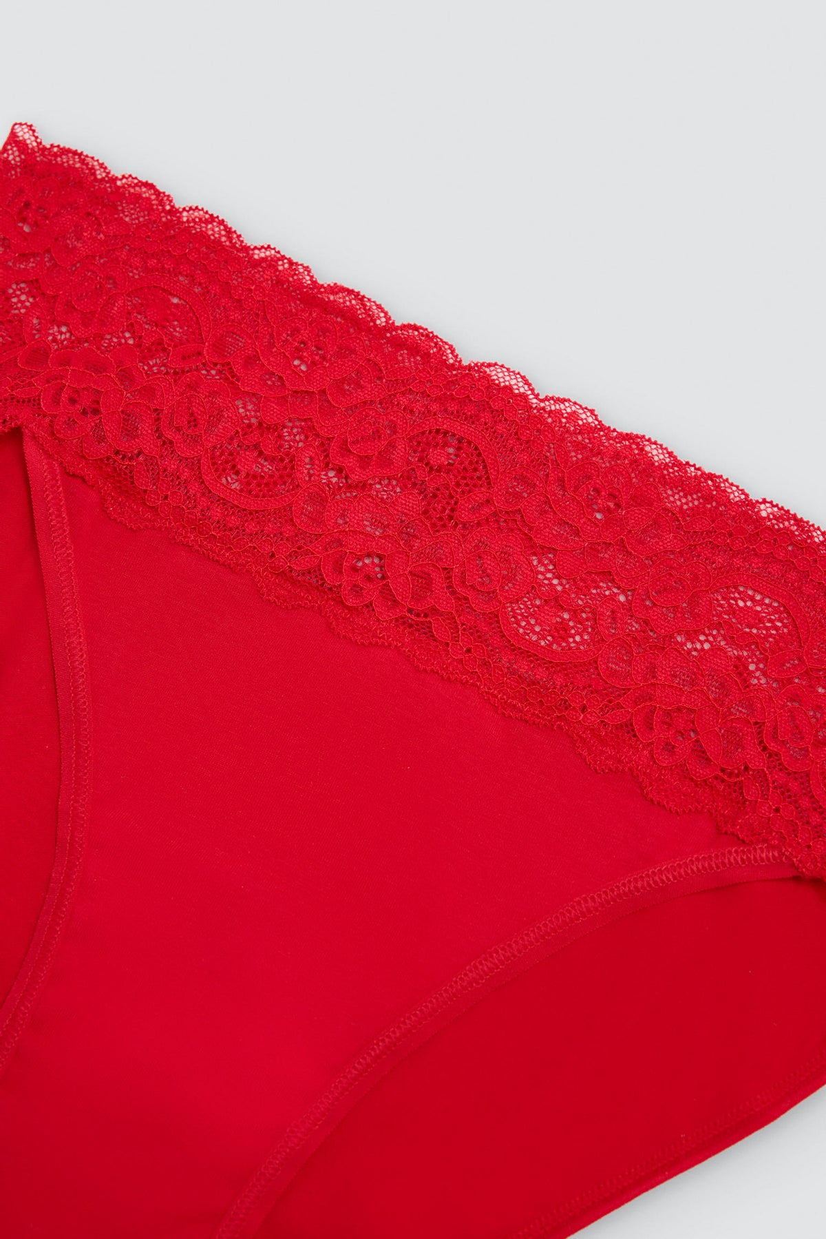 Braga midi mujer algodón encaje rojo