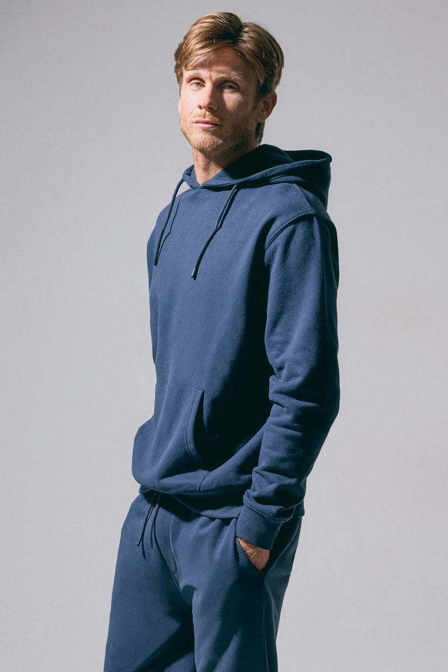 Sweat sport homme bleu marine molletonné demi-zip