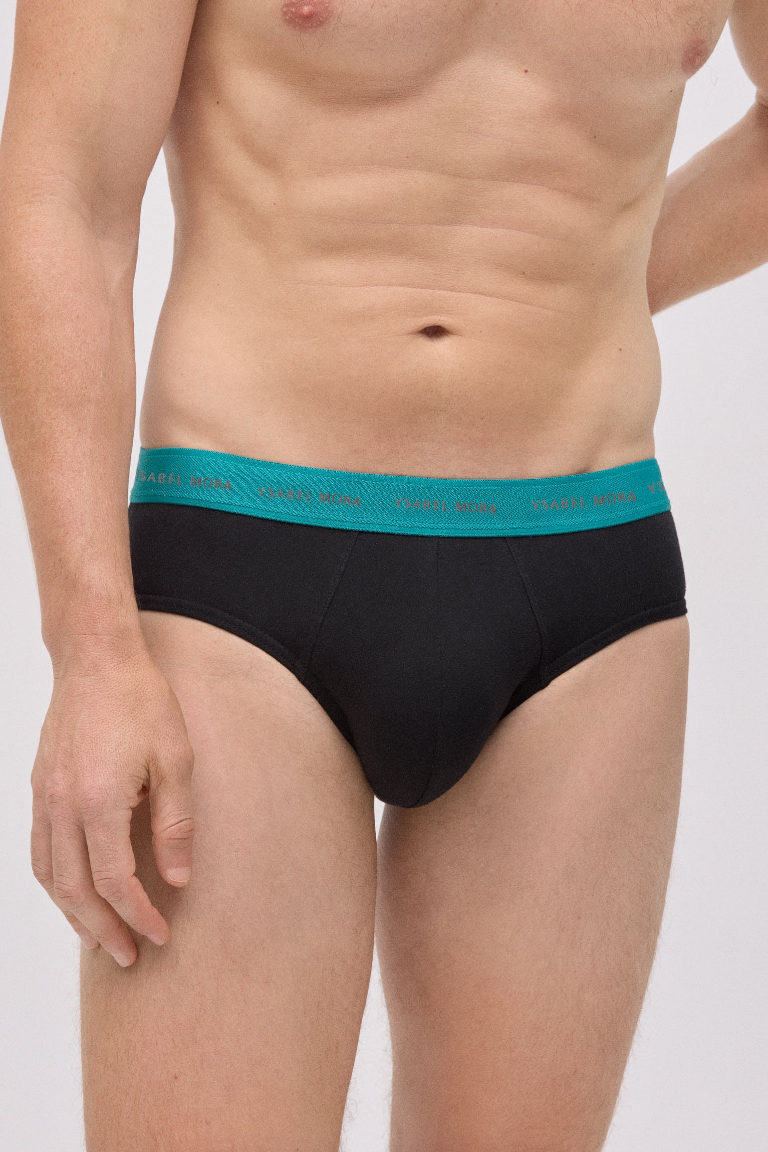 Lot de 6 slips basiques noirs avec bande colorée