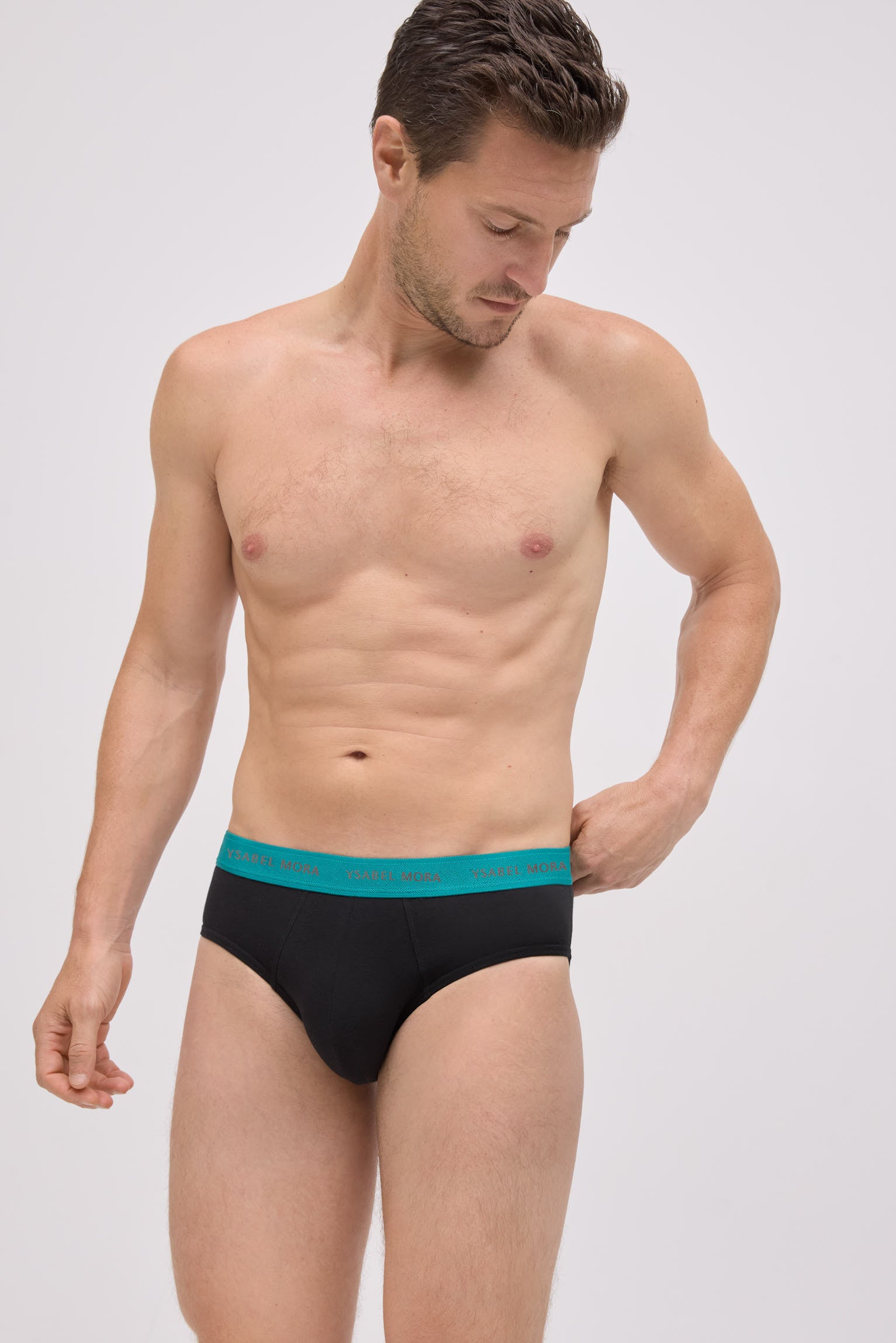 Lot de 6 slips basiques noirs avec bande colorée