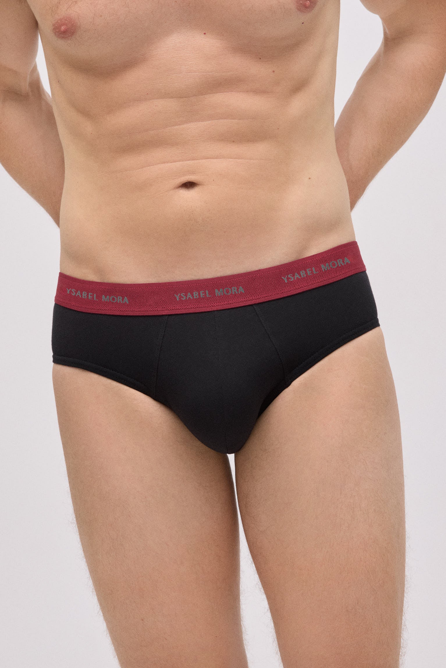 Lot de 6 slips basiques noirs avec bande colorée