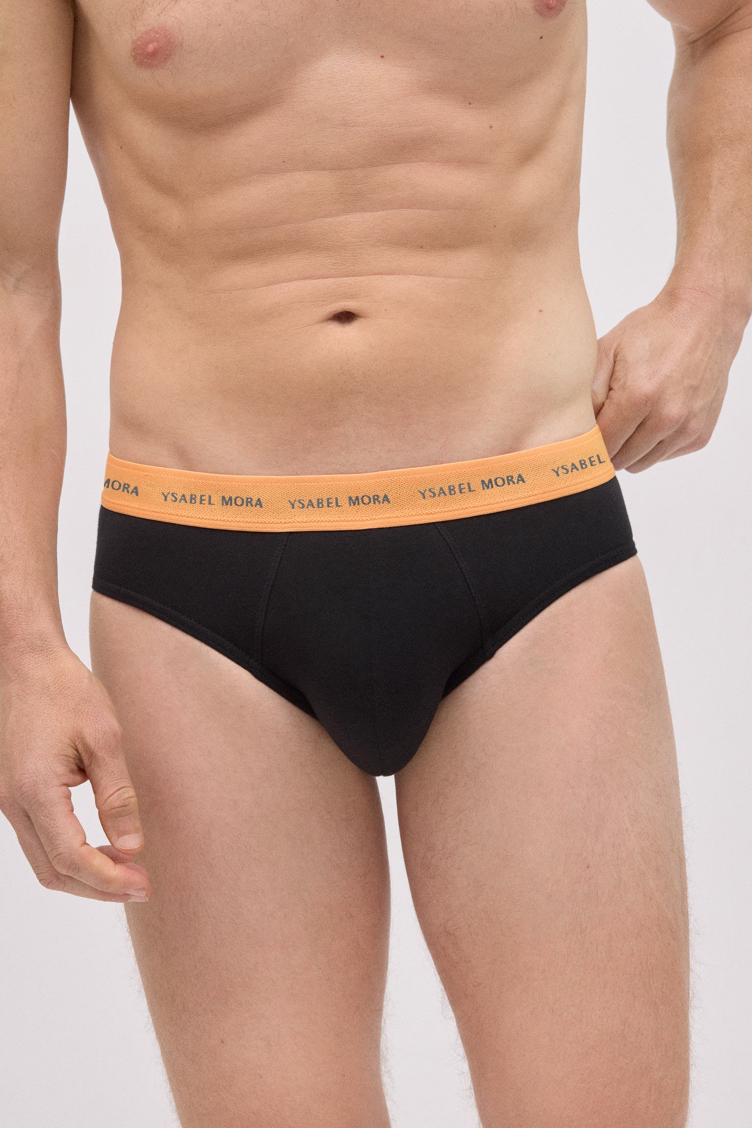 Lot de 6 slips basiques noirs avec bande colorée