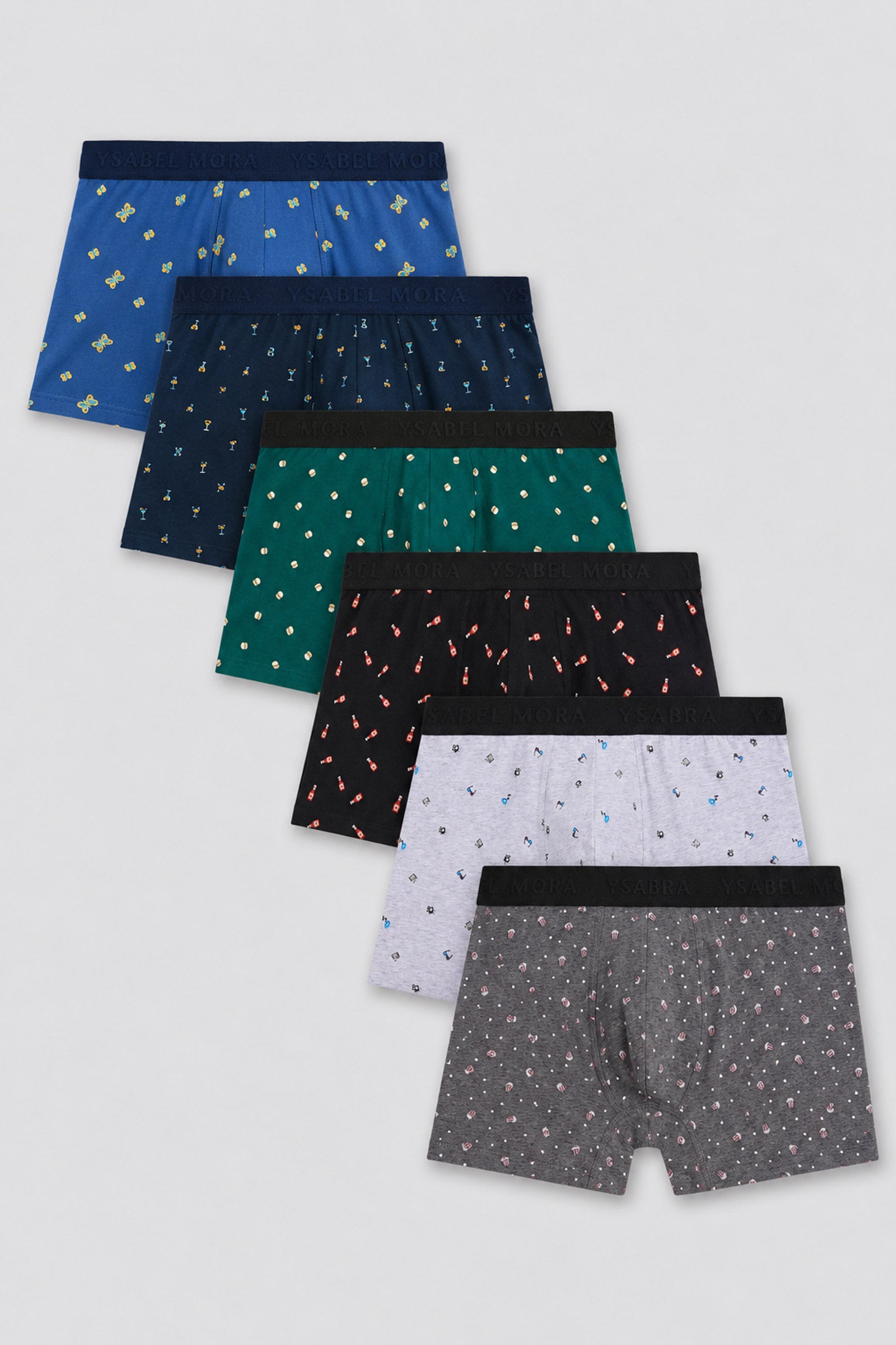 Lot de 6 boxers en coton imprimé nourriture