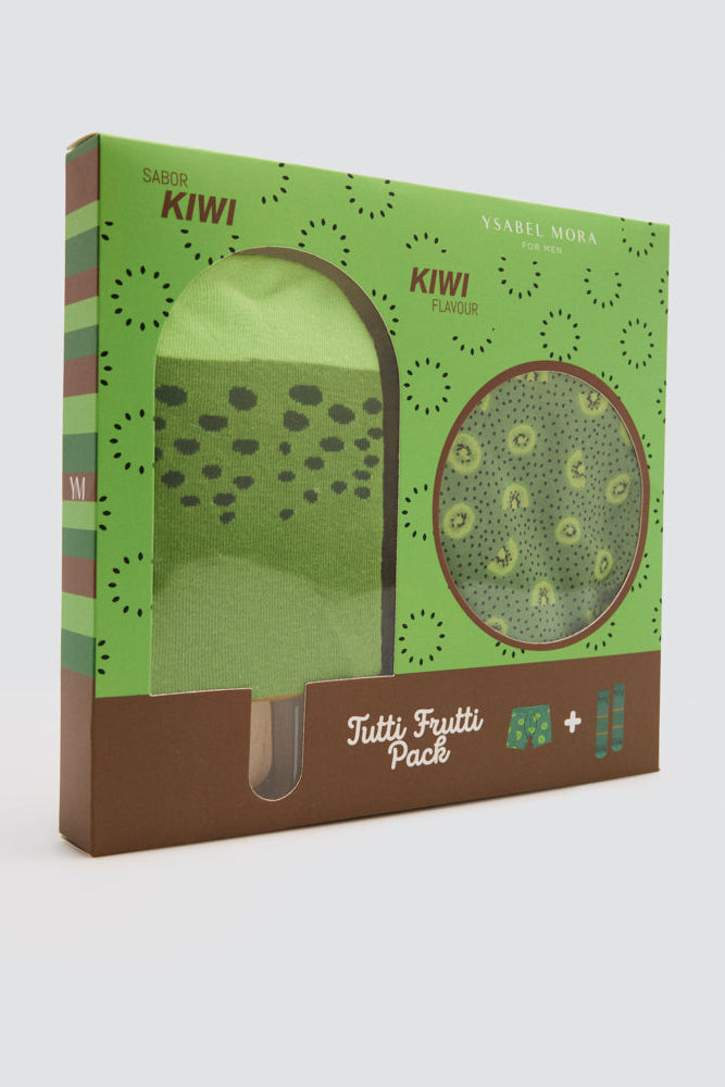 Coffret boxer et chaussettes imprimé kiwis