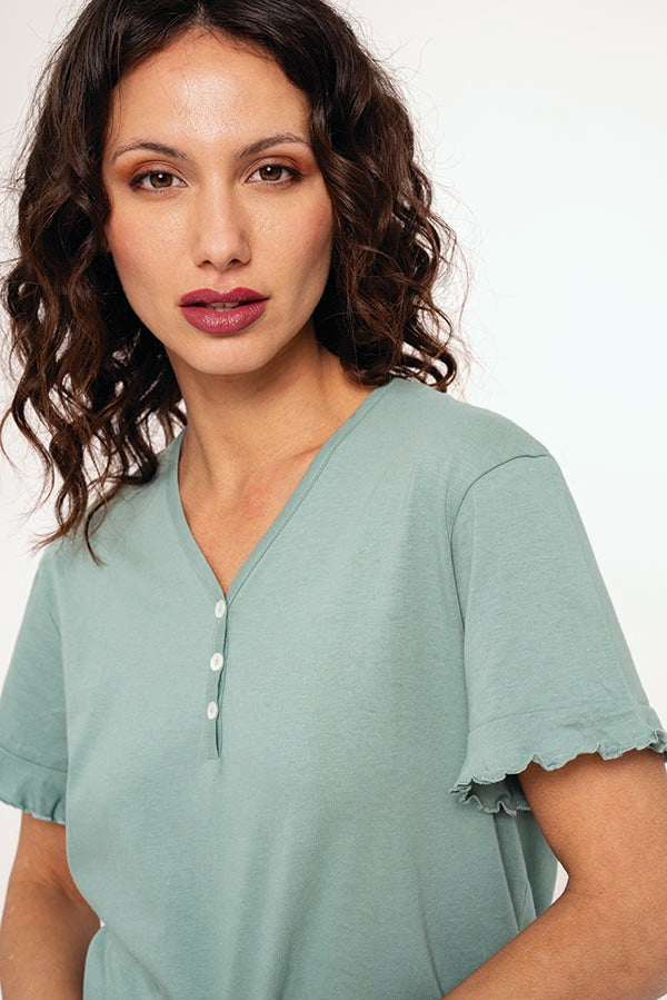 Pyjama court femme avec pantalon imprimé | MUYDEMI