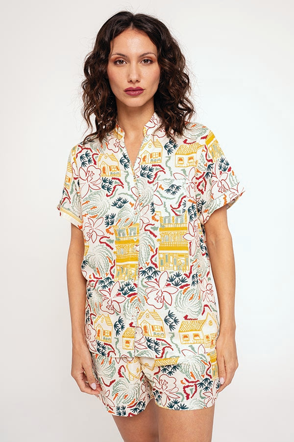 Pyjama chemise courte imprimé femme | MUYDEMI