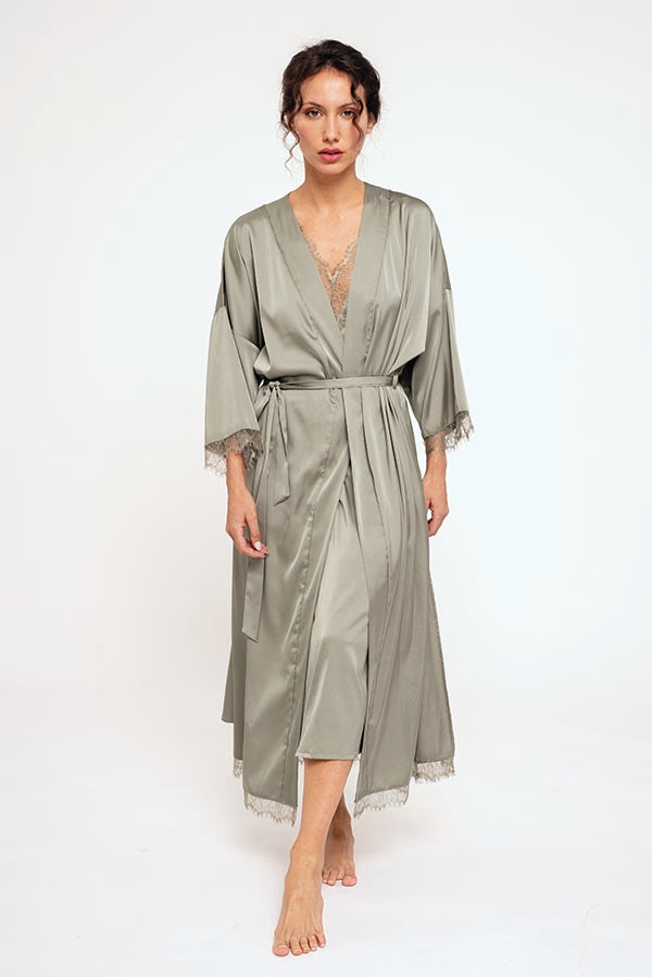 Robe femme en satin vert | MUYDEMI