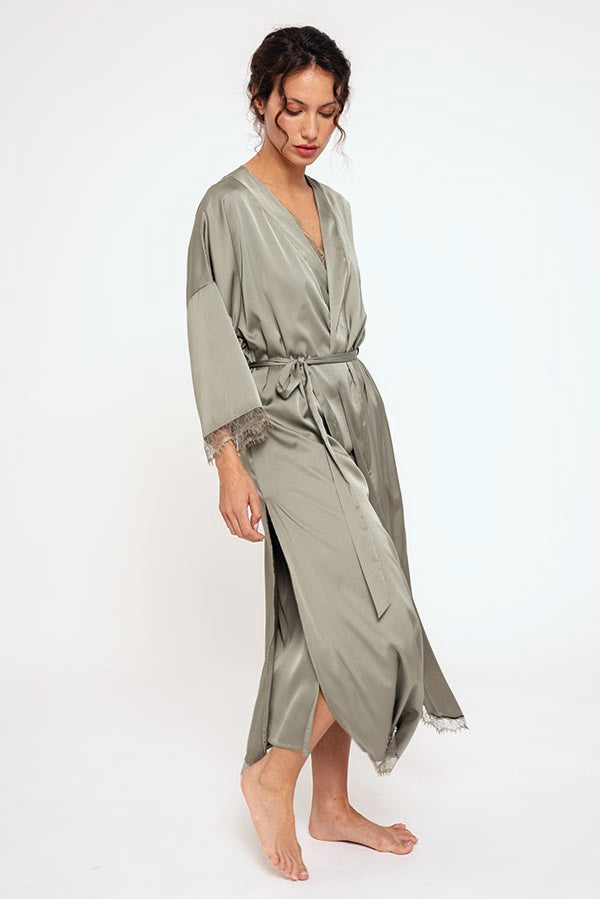 Robe femme en satin vert | MUYDEMI