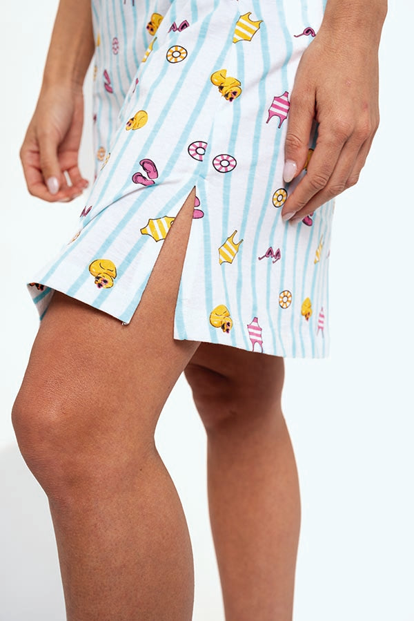 Chemise de nuit femme en coton imprimé été | MUYDEMI