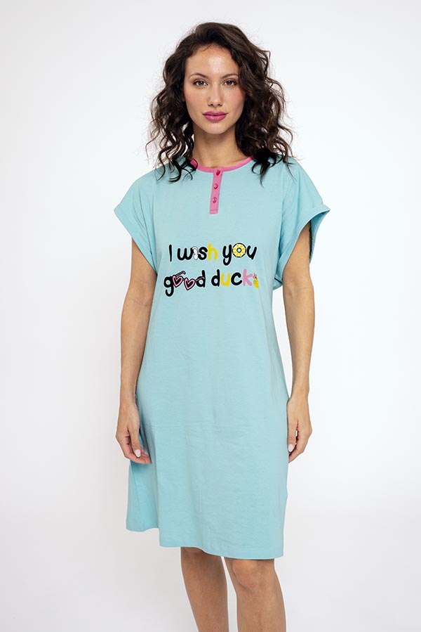 Chemise de nuit femme en coton imprimé Good Duck | MUYDEMI