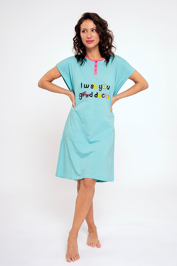 Chemise de nuit femme en coton imprimé Good Duck | MUYDEMI
