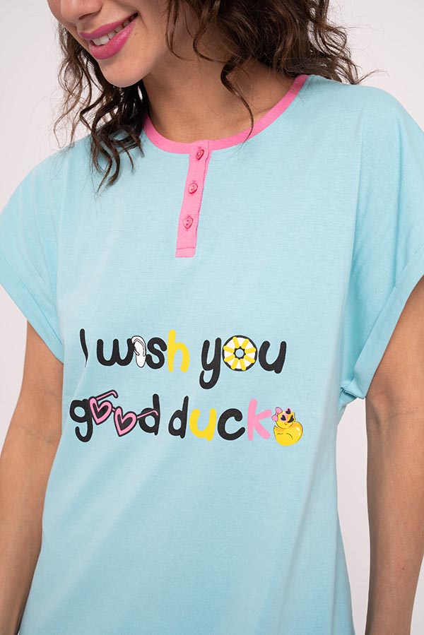 Chemise de nuit femme en coton imprimé Good Duck | MUYDEMI
