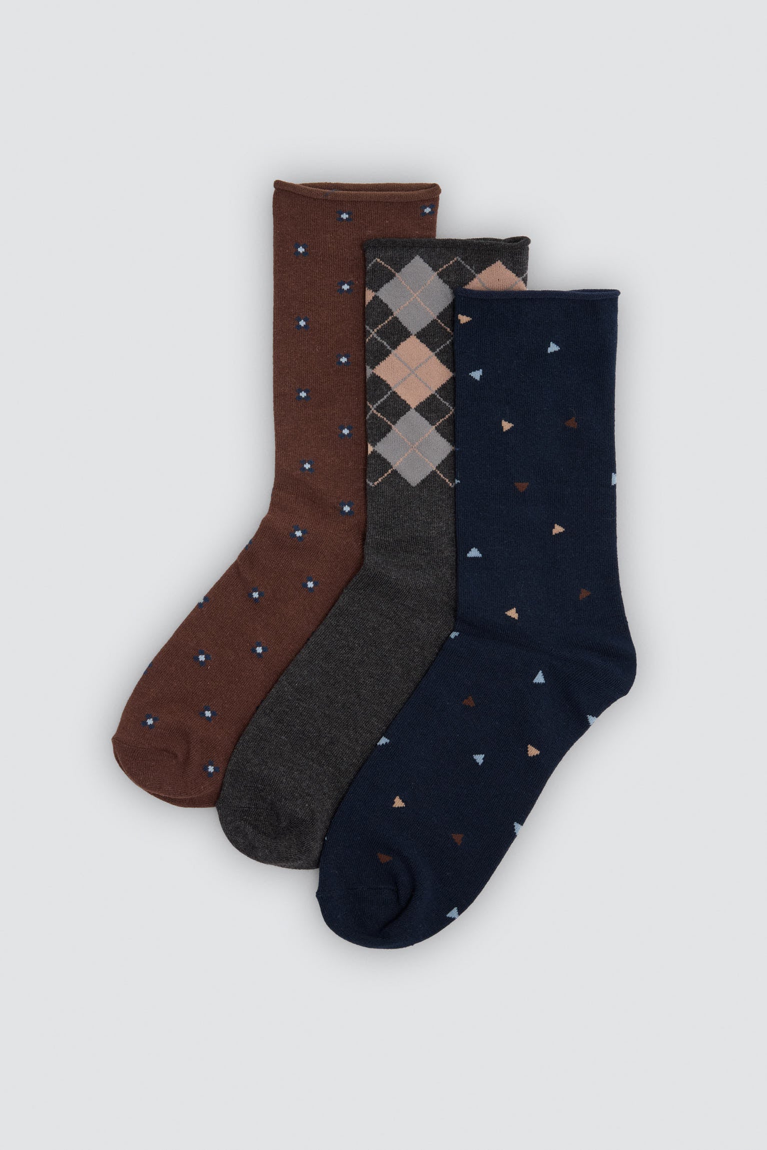 Lot de 3 chaussettes sans bord imprimé géométrique