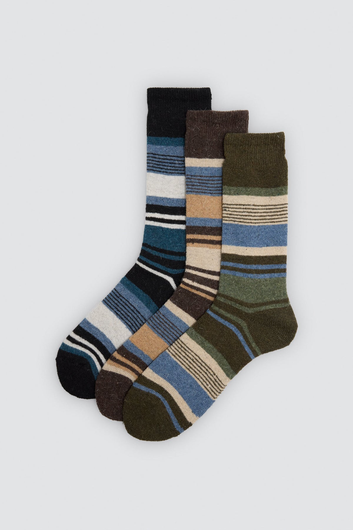 Lot de 3 chaussettes en angora rayées