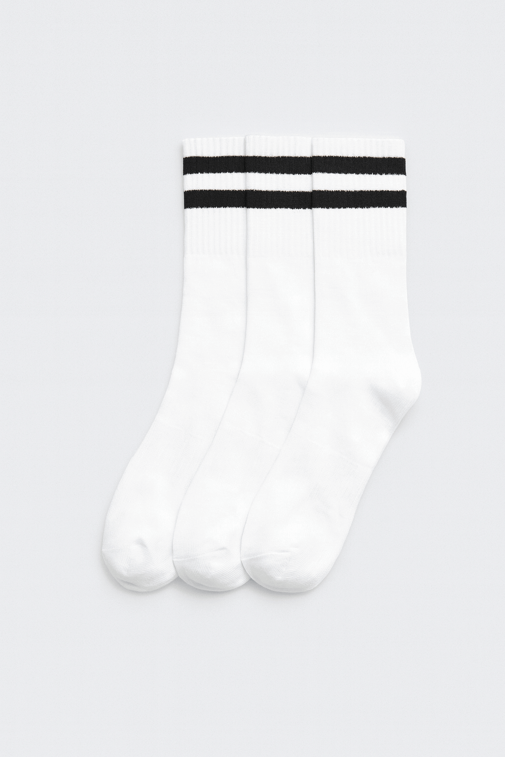Lot de 3 chaussettes de sport à revers rayé blanc
