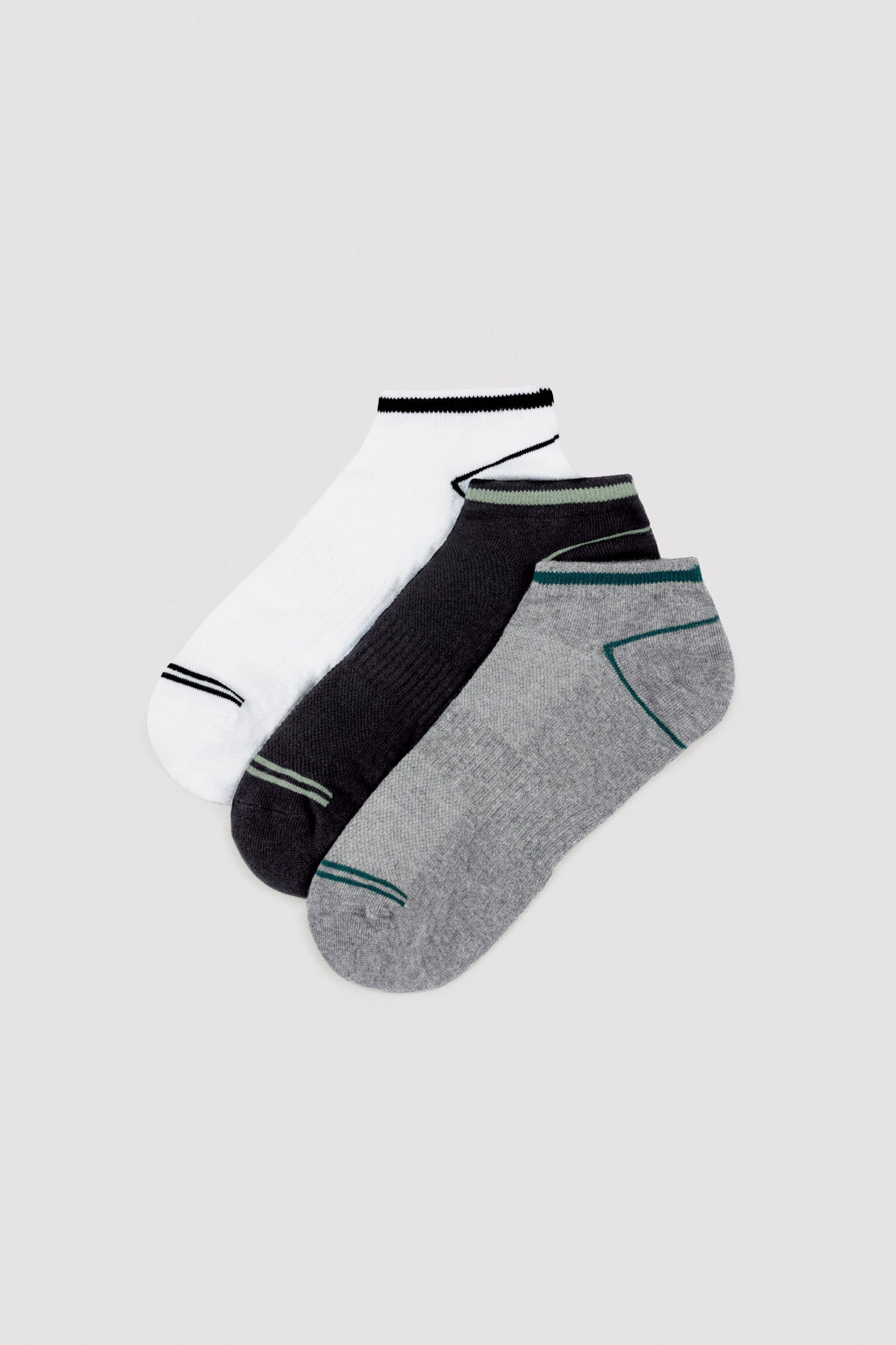 Lot de 3 chaussettes courtes avec détails à rayures contrastées
