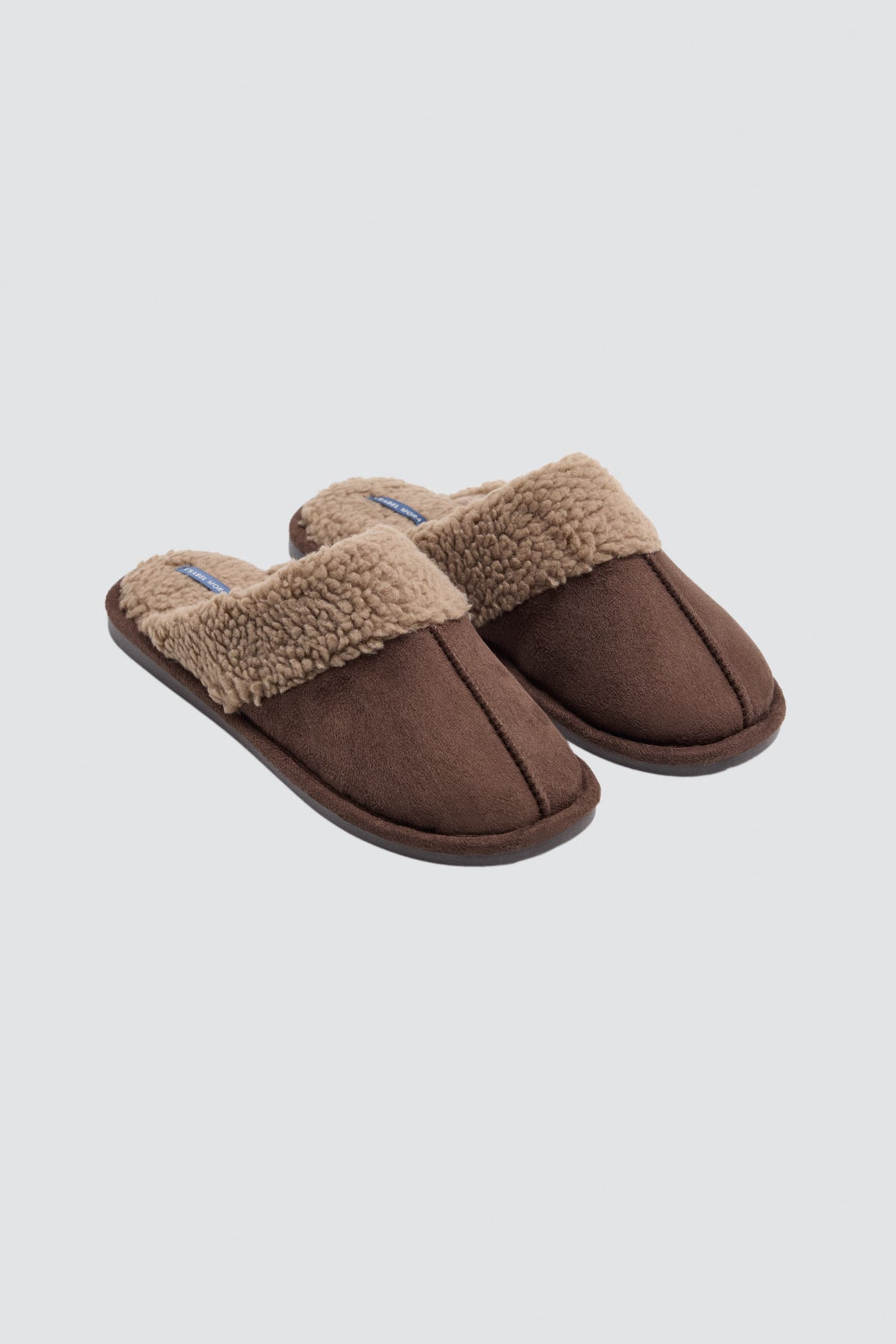 Zapatillas de casa destalonadas con borreguito marrón