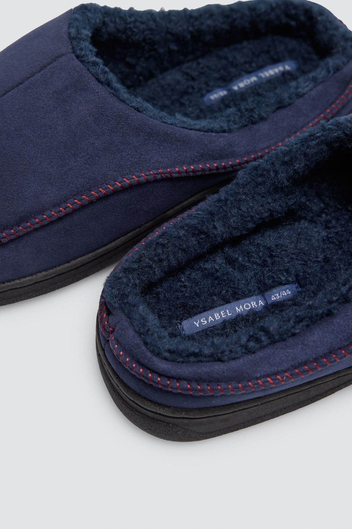 Chaussons homme bleu marine effet daim avec intérieur fourrure