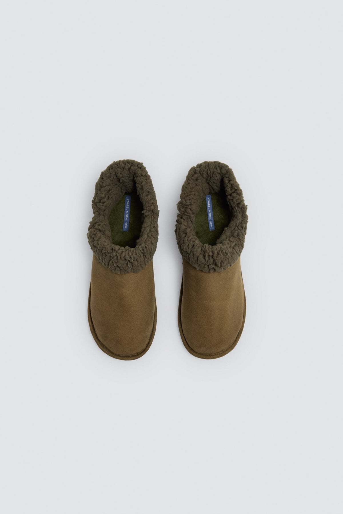 Chaussons bottines homme verts effet mouton