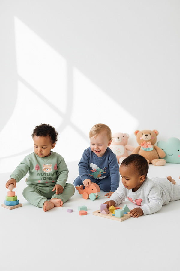 Ensemble bébé avec sweat-shirt imprimé gris et jogging