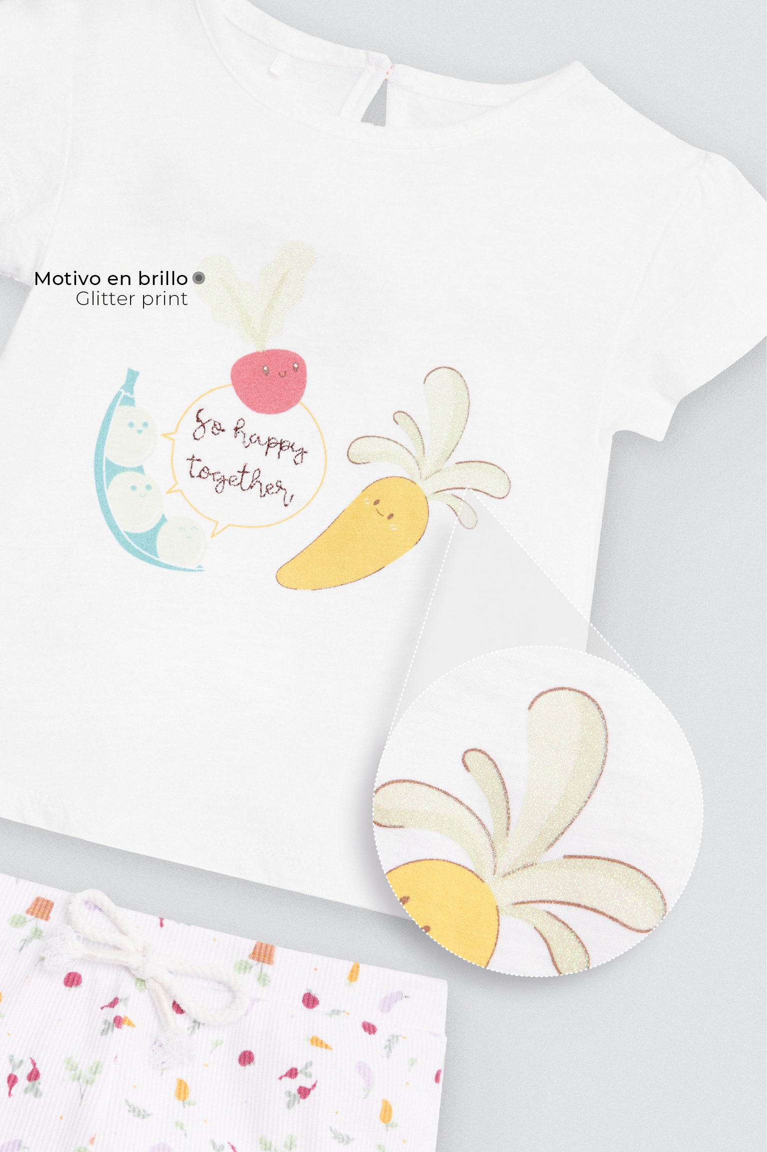 Conjunto bebé manga corta estampado verduras - Ysabel Mora