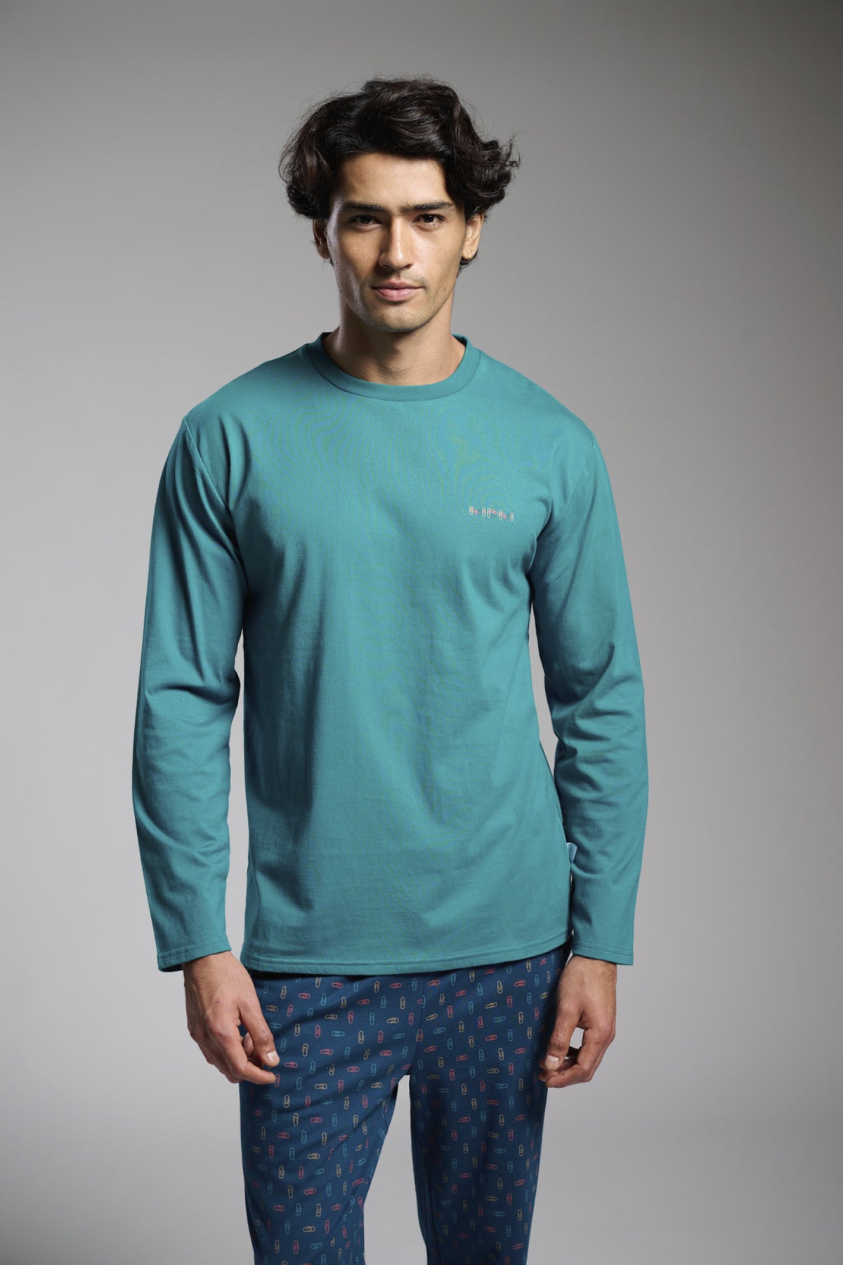 Pyjama long homme coton imprimé trombones