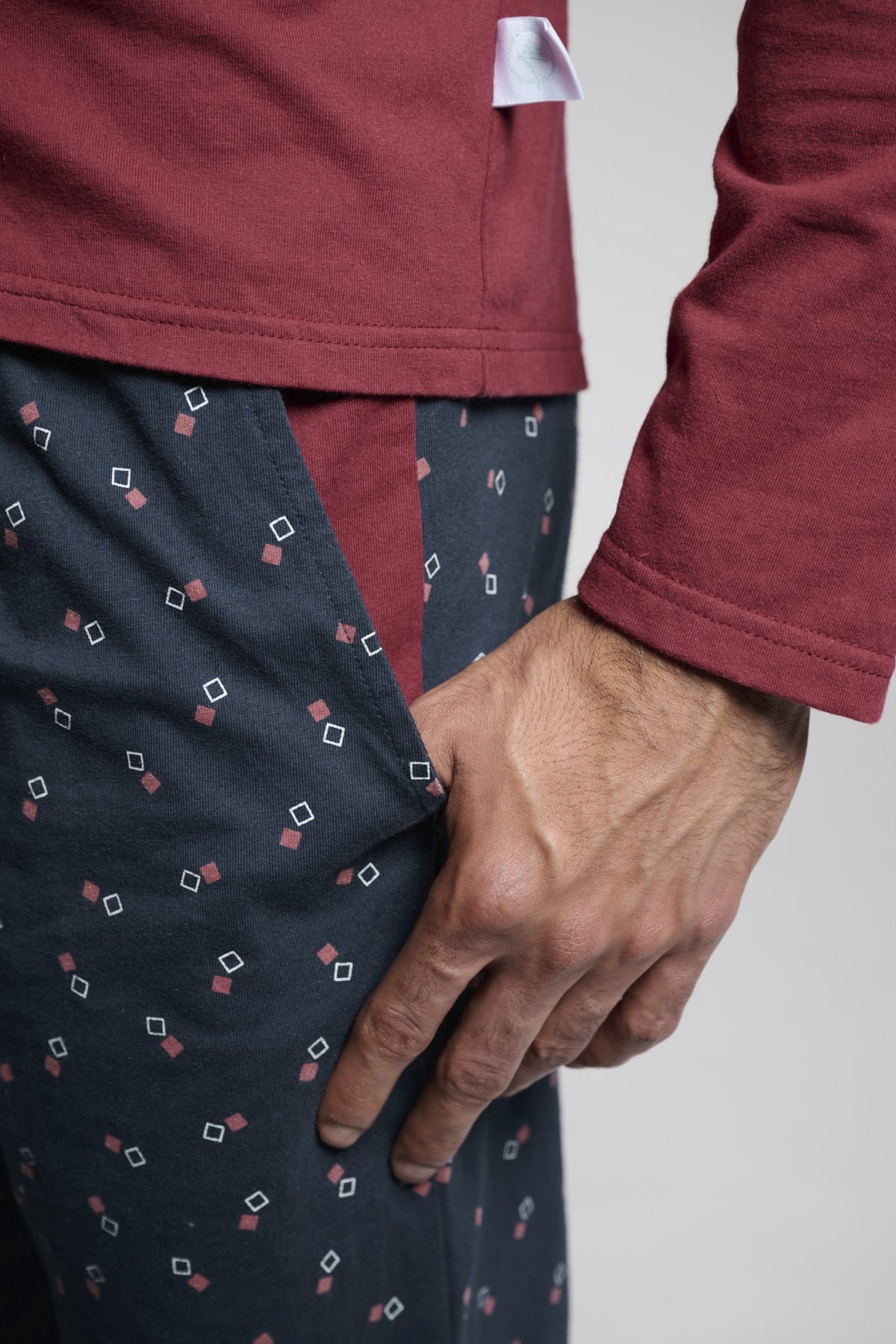Pyjama long homme coton imprimé détail poche