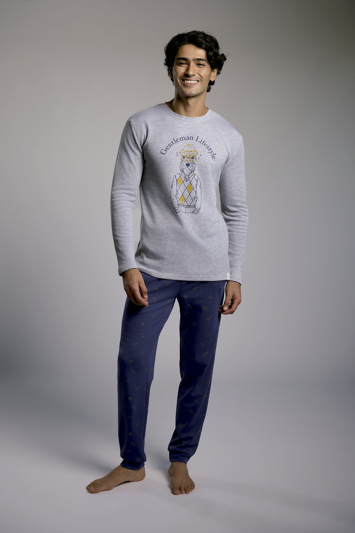 Pyjama long homme molletonné imprimé Gentleman Lifestyle