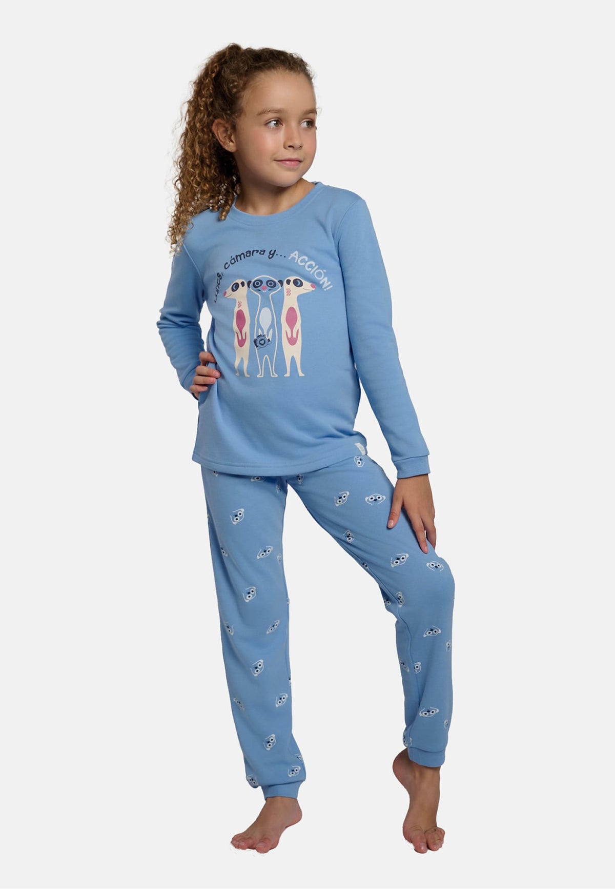 Pyjama long fille molletonné imprimé suricates