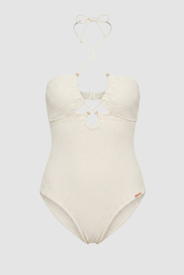 Ensemble de plage : maillot de bain croisé ivoire @beagonzalez